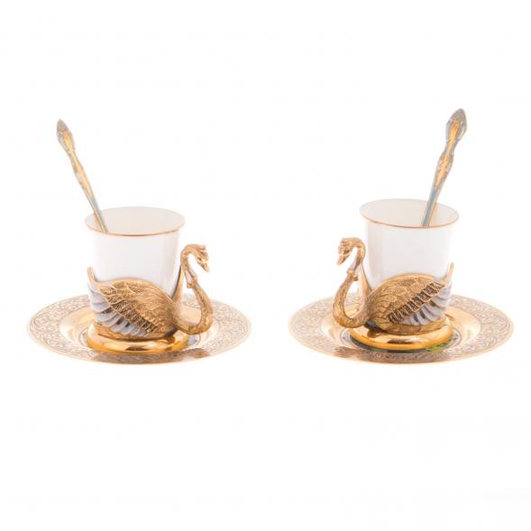 Кофейный набор &amp;quot;Белый лебедь&amp;quot; на 2 персоны 80 мл фарфор в подарочной коробке Златоуст 121870