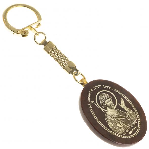 Брелок-оберег с молитвой &amp;quot;Св. князь Борис&amp;quot; камень обсидиан 123088