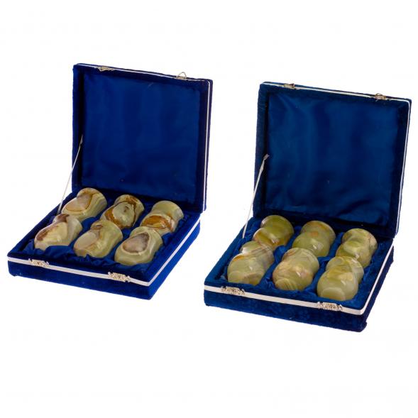 Набор стопок из оникса 6 штук в футляре 40 мл 5х6,5 см (2х3) 125613