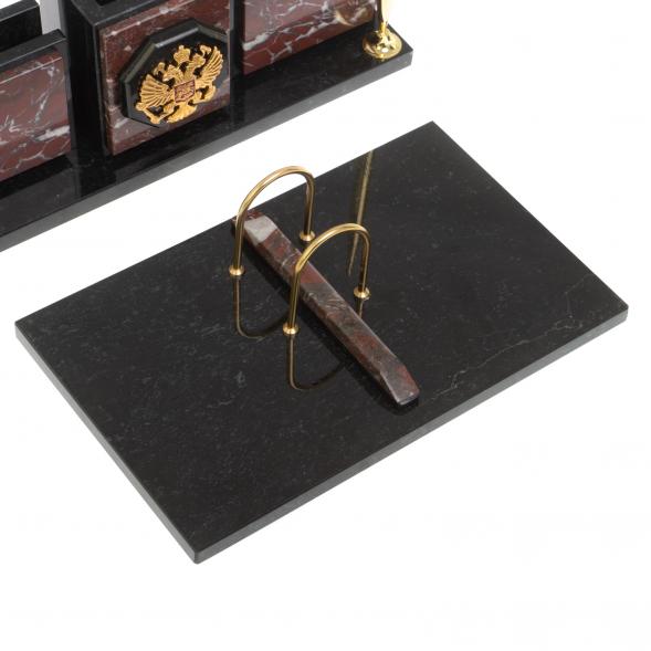 Настольный набор &amp;quot;Офисный&amp;quot; с гербом РФ из камня креноид 126819