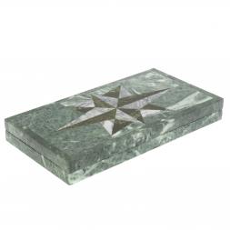 Нарды "Розы ветров" змеевик серый мрамор