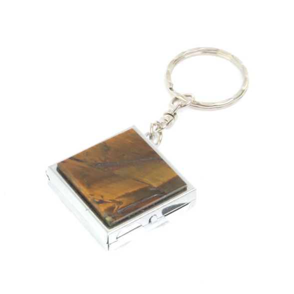 Складное зеркало брелок тигровый глаз квадратное 127373