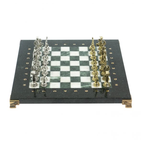 Шахматы &amp;quot;Подвиги Геракла&amp;quot; доска 28х28 см из мрамора и змеевика 128234