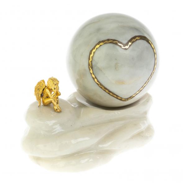 Композиция с шаром &amp;quot;Ангел и сердце&amp;quot; мрамор 128766