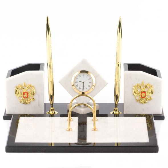 Настольный набор &amp;quot;Куб&amp;quot; из натурального мрамора 120101