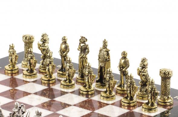 Шахматы подарочные &amp;quot;Средневековые рыцари&amp;quot; 36х36 см камень мрамор лемезит 120721