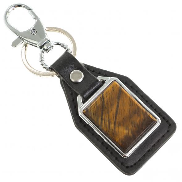 Брелок для ключей мужской с накладкой из камня тигровый глаз