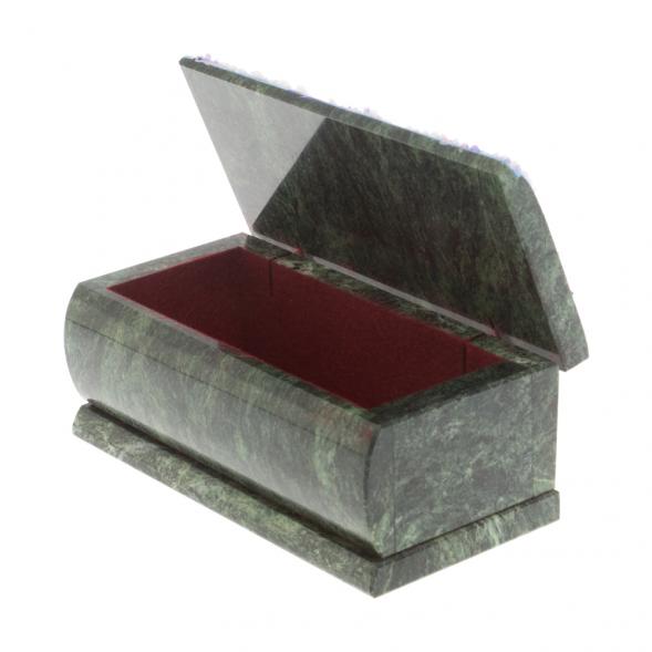 Шкатулка &amp;quot;Домик в зимнем лесу&amp;quot; камень змеевик 15х7,5х6 см 127450