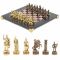 Шахматный набор "Римляне" доска 28х28 см лемезит змеевик фигуры цвет бронза-золото