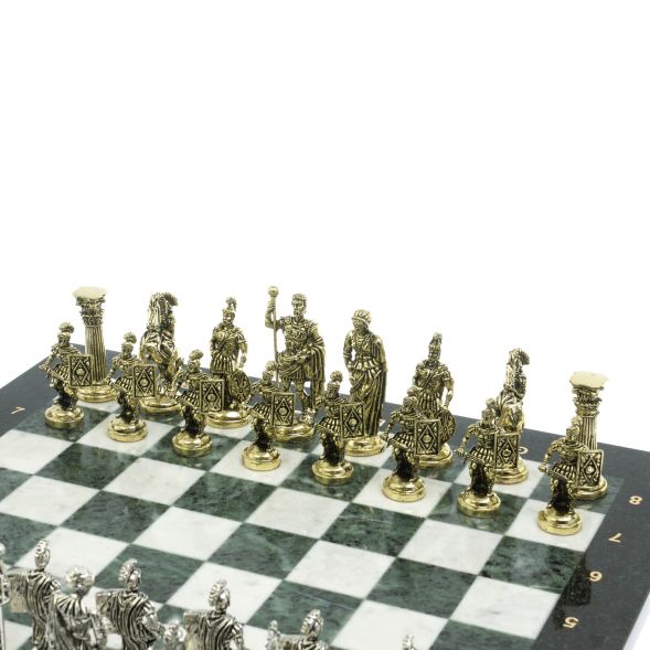 Шахматы &amp;quot;Римские воины&amp;quot; доска 44х44 см из мрамора и змеевика 128235