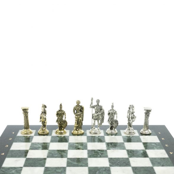 Шахматы &amp;quot;Римские воины&amp;quot; доска 44х44 см из мрамора и змеевика 128235