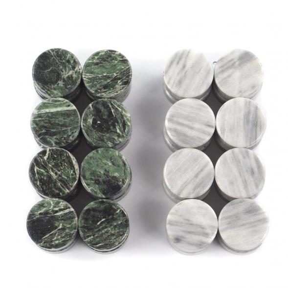Фишки для игры в нарды шашки 25 мм серый мрамор змеевик 32 штуки 121419