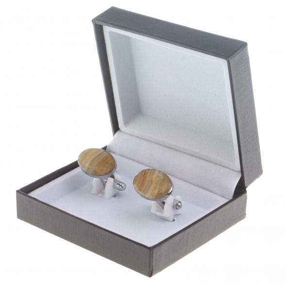 Запонки камень оникс овальные 124408