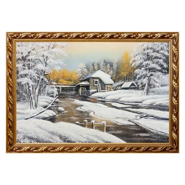 Картина &amp;quot;Водяная мельница&amp;quot; багет 46х66 см, каменная крошка 111849