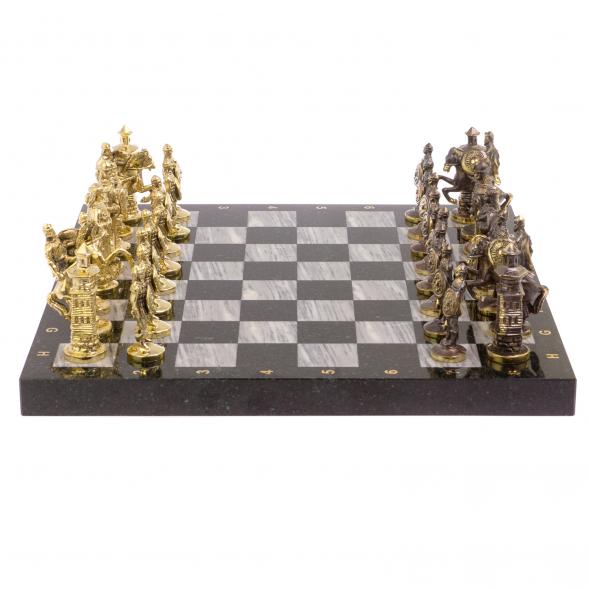 Шахматы в подарок &amp;quot;Богатыри&amp;quot; змеевик серый мрамор 40х40 см 126132