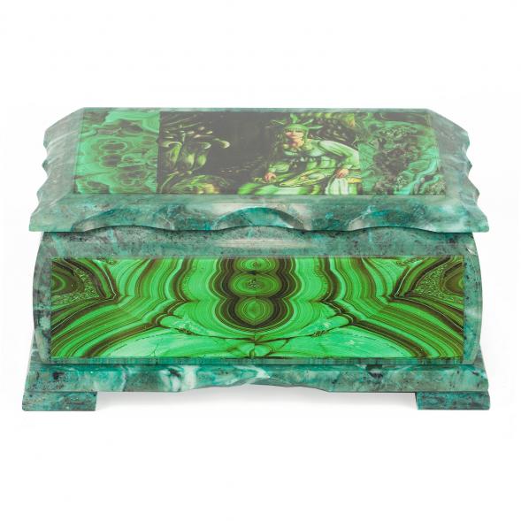 Шкатулка Хозяйка медной горы с иллюстрацией под малахит н3 22х13х9 см 118783