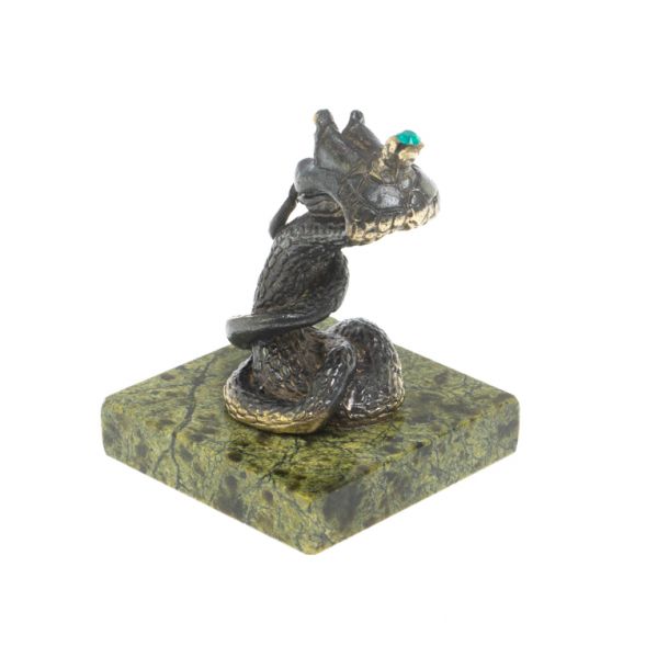 Бронзовая статуэтка «Змея — царевна» на змеевике 127995