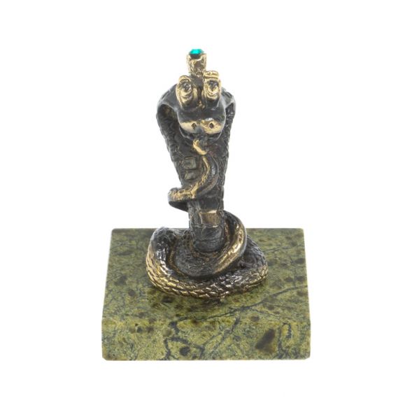 Бронзовая статуэтка «Змея — царевна» на змеевике 127995