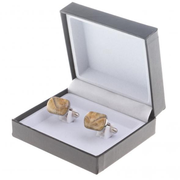 Запонки камень оникс закругленные 124409