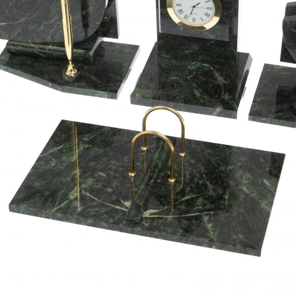 Канцелярский набор с гербом и флагом России камень змеевик 126898