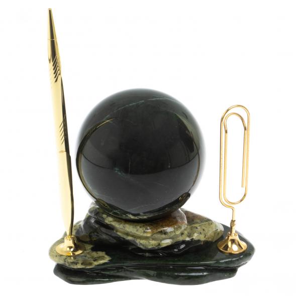 Композиция из змеевика &amp;quot;Ящерица на скале&amp;quot; шар 9,5 см 127772