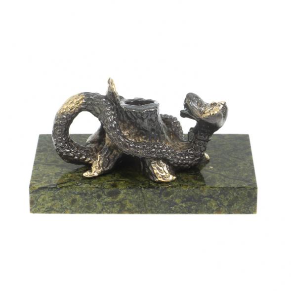 Статуэтка / подсвечник / подставка под шар «Удав у пня» на змеевике 127996