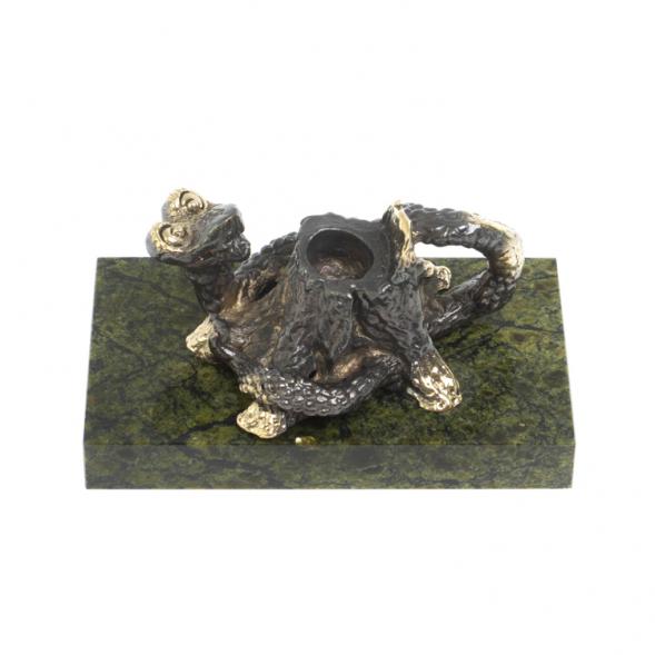 Статуэтка / подсвечник / подставка под шар «Удав у пня» на змеевике 127996