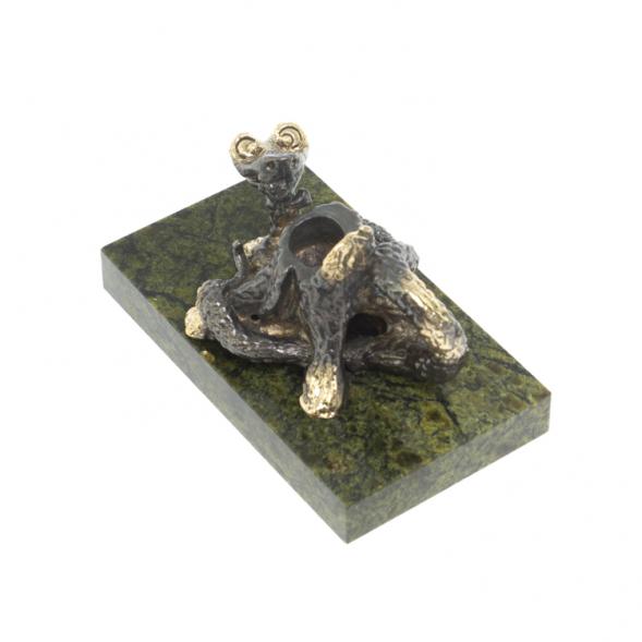 Статуэтка / подсвечник / подставка под шар «Удав у пня» на змеевике 127996