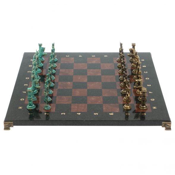 Шахматы &amp;quot;Отечественная война 1812 г. &amp;quot; фигуры бронза / патина 40х40 см лемезит 128397