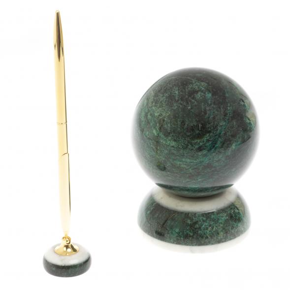 Настольные часы &amp;quot;Шар Антистресс&amp;quot; из змеевика 10 см с ручкой 129639