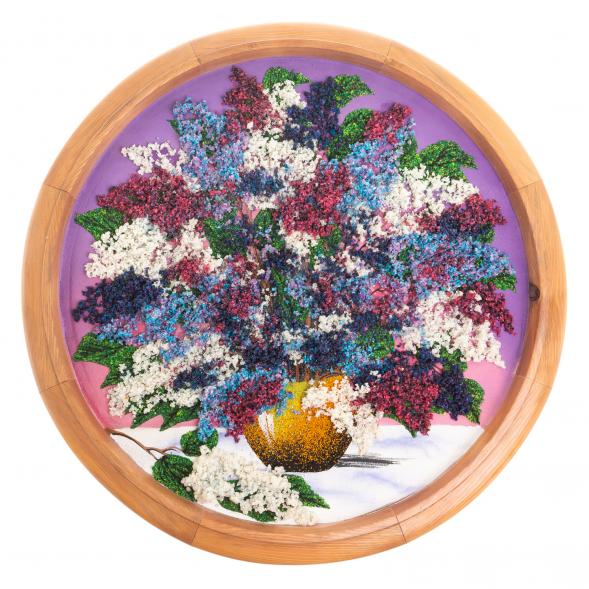 Тарелка декоративная &amp;quot;Букет сирени&amp;quot; 60 см сиреневый фон каменная крошка 123653