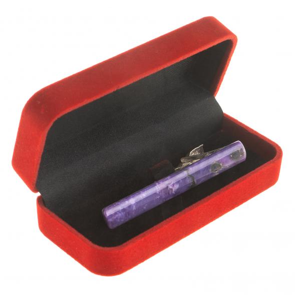 Зажим для галстука с камнем чароит 123817