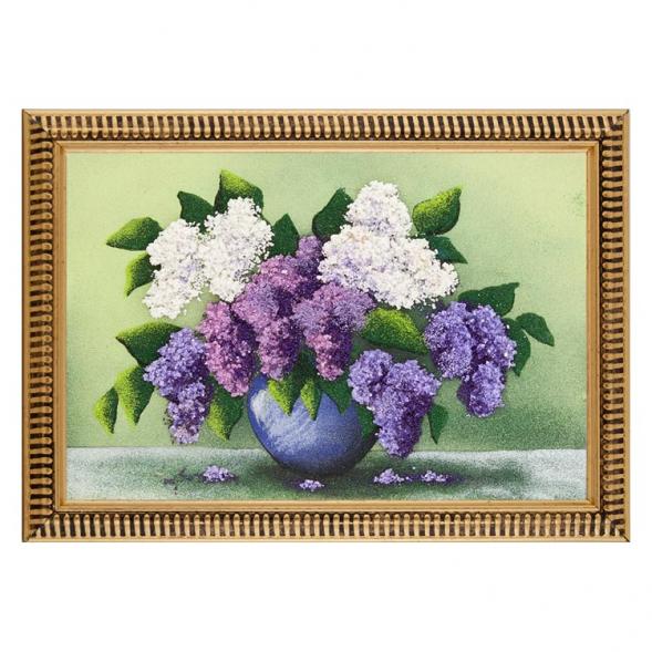 Картина с рисунком из камня &amp;quot;Натюрморт сирень&amp;quot; багет 24х34 см 111339