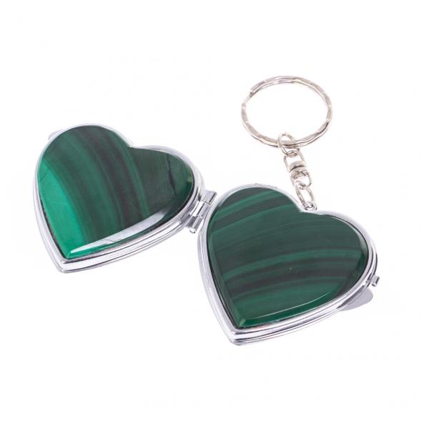Складное зеркало брелок из малахита Сердце 126672