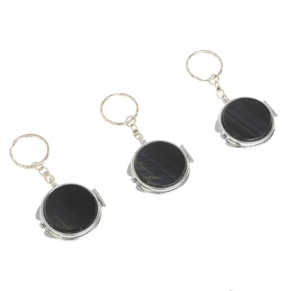 Складное зеркало брелок из соколиного глаза круглое 126977