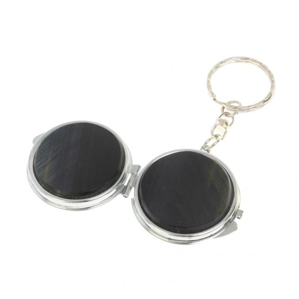 Складное зеркало брелок из соколиного глаза круглое 126977