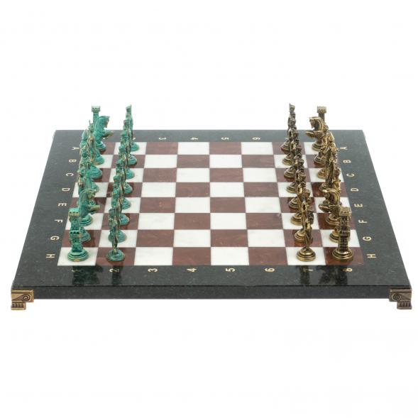 Шахматы &amp;quot;Отечественная война 1812 г. &amp;quot; фигуры бронза / патина 40х40 см мрамор лемезит 128398