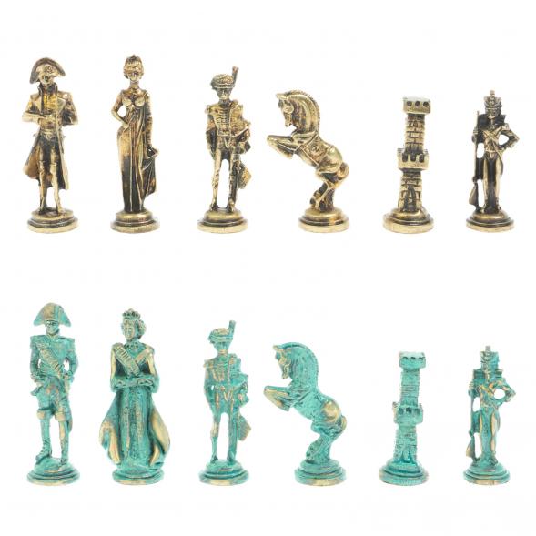 Шахматы &amp;quot;Отечественная война 1812 г. &amp;quot; фигуры бронза / патина 40х40 см мрамор лемезит 128398