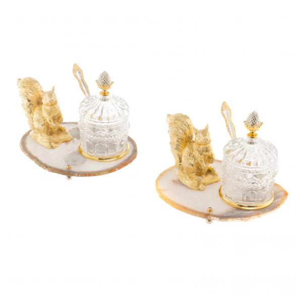 Медовница &amp;quot;Золотая белка&amp;quot; камень агат бронза Златоуст 119644