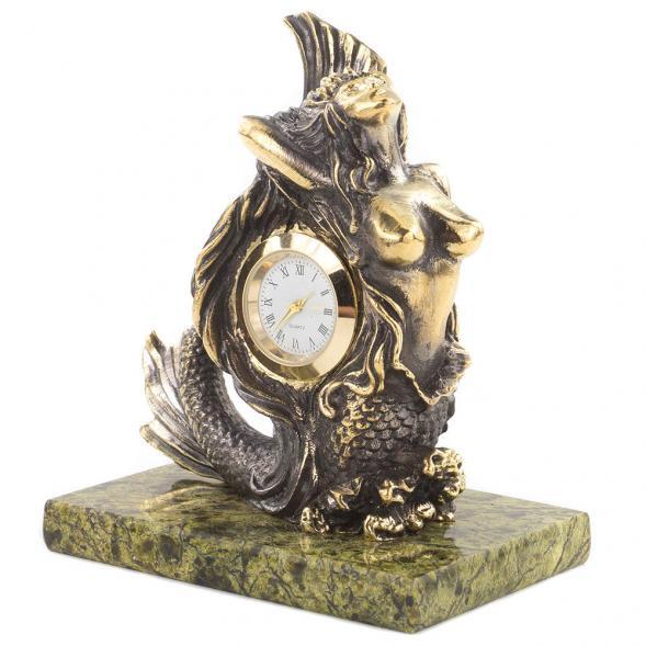 Часы &amp;quot;Русалочка&amp;quot; змеевик бронза 120506