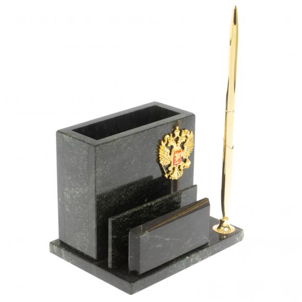 Карандашница с визитницей из змеевка 129770