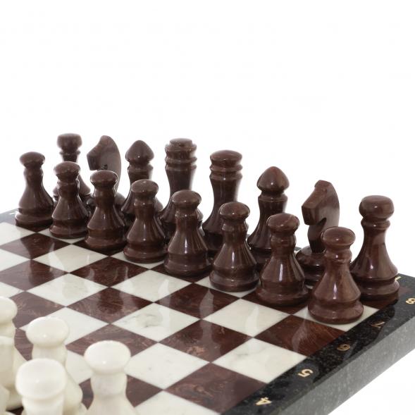 Каменные шахматы &amp;quot;Традиционные&amp;quot; доска 39х39 см мрамор лемезит 122330