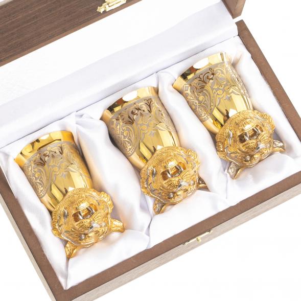 Стопки перевертыши &amp;quot;Тигр&amp;quot; 3 шт 60 мл бронза Златоуст 122950