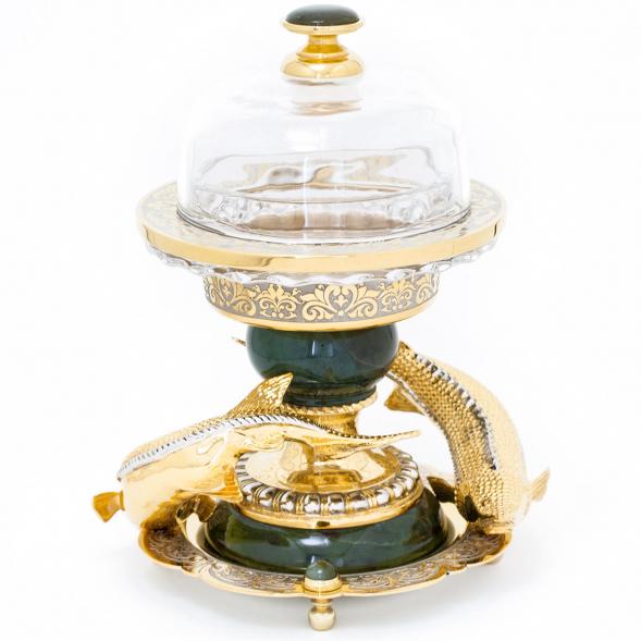 Икорница &amp;quot;Два осетра&amp;quot; из нефрита Златоуст 113823