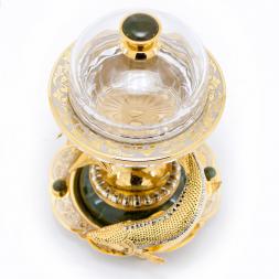 Икорница "Два осетра" из нефрита Златоуст