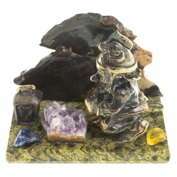 Сувенирная статуэтка &amp;quot;Гном камнерез&amp;quot; бронза камень 116382