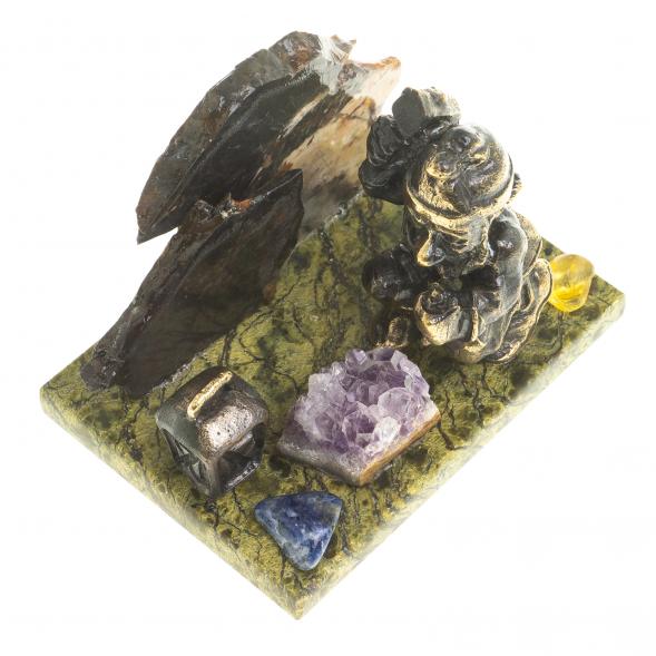 Сувенирная статуэтка &amp;quot;Гном камнерез&amp;quot; бронза камень 116382