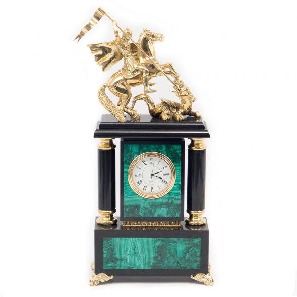 Часы из натурального малахита &amp;quot;Георгий Победоносец&amp;quot; 117288
