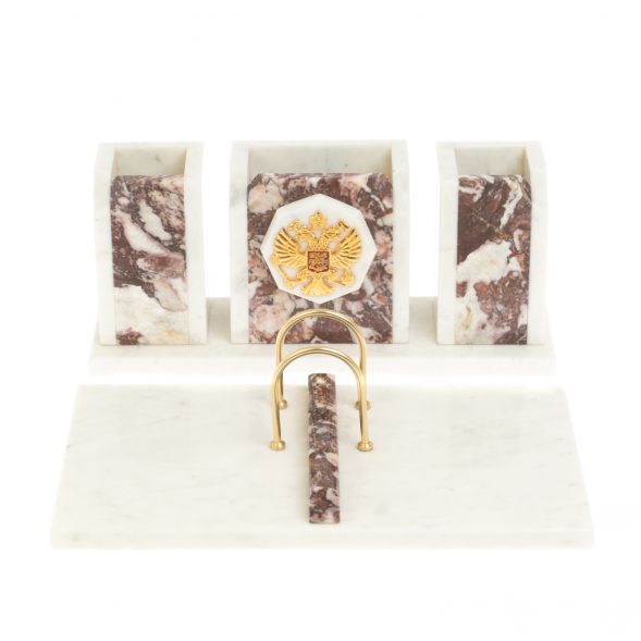 Письменный набор &amp;quot;Грани&amp;quot; с гербом камень креноид 127453