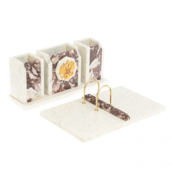 Письменный набор &amp;quot;Грани&amp;quot; с гербом камень креноид 127453